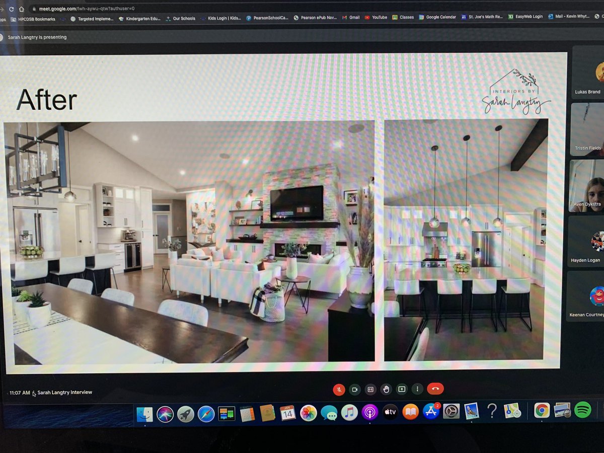 Kristen_Dev_'s tweet photo. Grade 7 “Friday Interview Series” started with the incredible interior designer, Sarah Langtry. Students were amazed at her ability to transform spaces to meet client needs. Bringing #reallifemath into the classroom! @HPCDSB @clintonstjoes https://t.co/bL5SlvWsjn