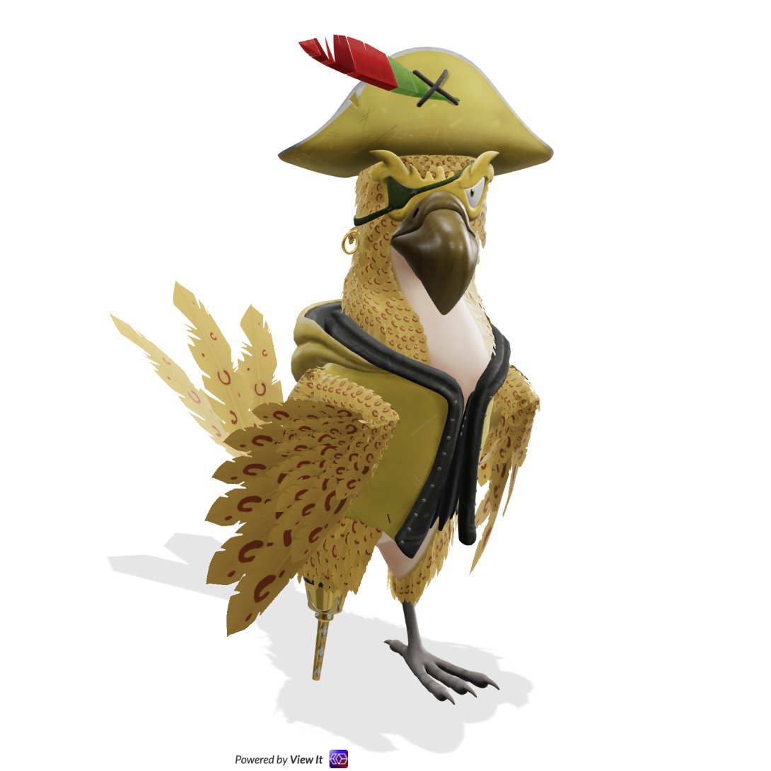 irv_nig's tweet photo. Playing in the laboratory of the startup where I work, we made this bird. He is one of the @TheDPSproject  pirates. After spending some years creating 3D assets for retailers, we are exploring the construction of animatable characters, structures, environments, accessories, etc. https://t.co/3QpPyfbHRL