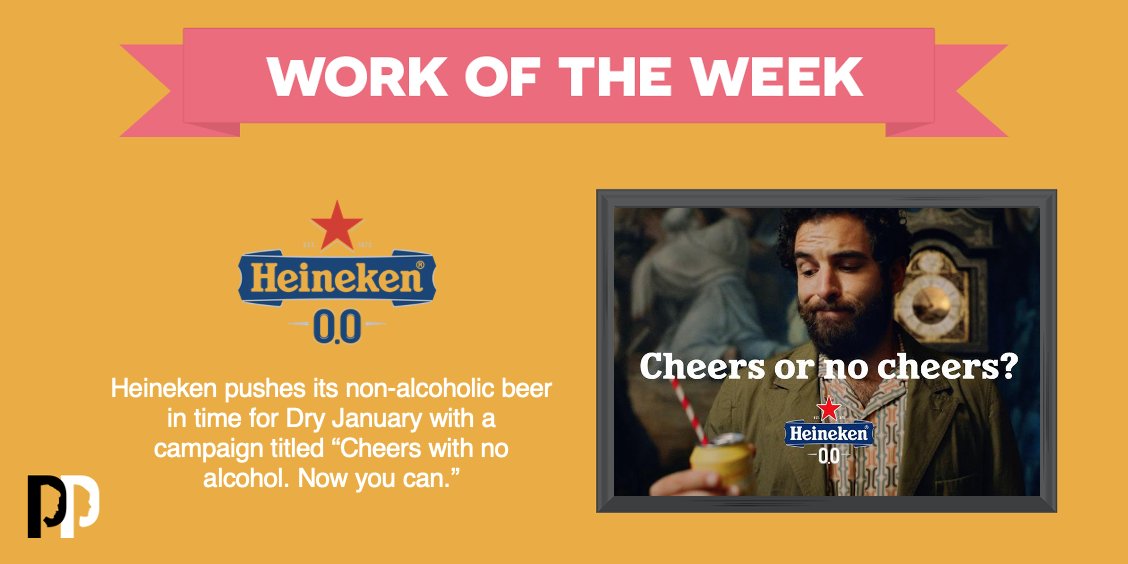This week’s #WorkOfTheWeek is <a href="/Heineken/">Heineken</a>, which launched a campaign promoting its non-alcoholic beer. Featuring sociable drinking moments throughout history, each situation shows a person not drinking alcohol being excluded from the “Cheers” moment, before introducing Heineken 0.0