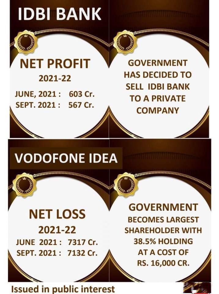 idesibanda's tweet photo. Privatization of Profit, Nationalization of Loss. #IDBI #VodafoneIdea #Scam https://t.co/8VFSfp5L5B