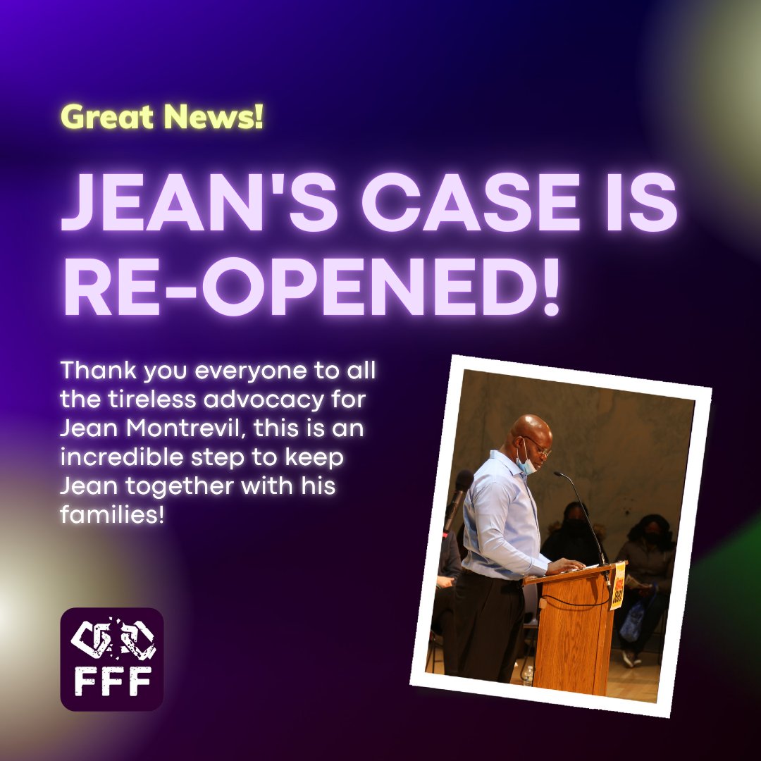 familiesfreedom's tweet photo. Great NEWS!! We just got an update that Jean's case is re-opened!
This is a truly incredible result and a step in the right direction to keep Jean here with his families here in the US, and it is all thanks to the tireless advocacy of everyone who is involved!
#KeepJeanHome https://t.co/NezFIEmo5K
