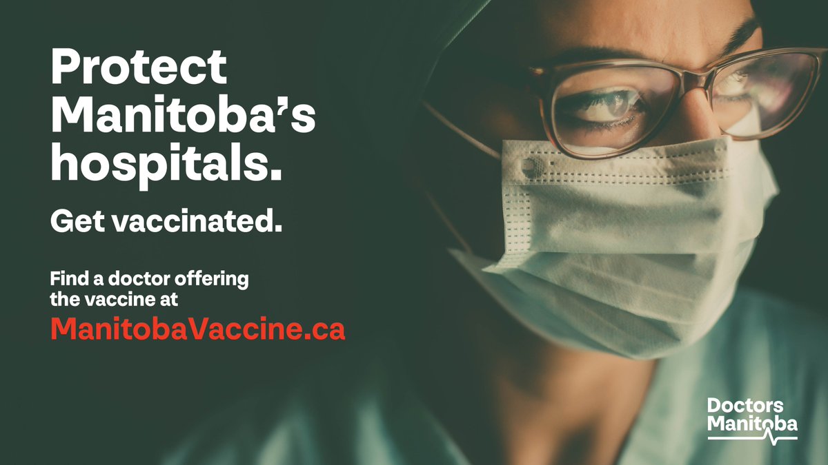 Let's protect MB hospitals &amp; our overworked doctors, nurses &amp; health care professionals. #SlowTheSpread of #COVID19 by going above &amp; beyond public health recommendations. 
✅Get 1st 2nd or 3rd shot of vaccine 
✅Limit your contacts
✅Wear a mask
✅Stay home when unwell