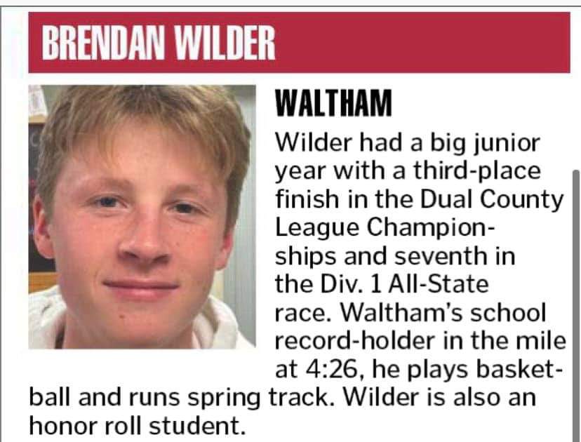 A huge shout-out to Brendan Wilder who was named to the Boston Herald All Scholastic team for his XC season.  Congratulations from the Hawk Community.