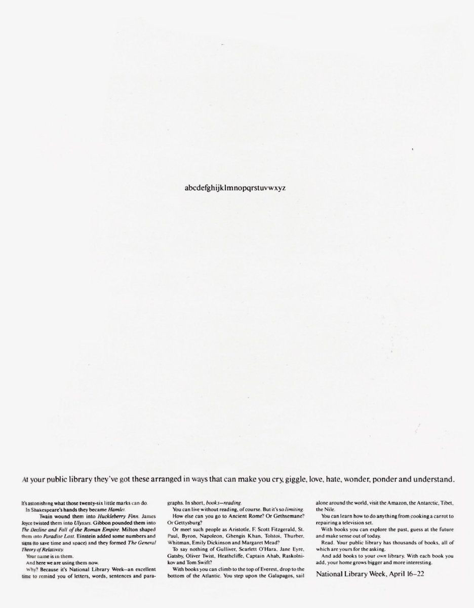 "The New York Public Library ad is one of those ideas where they should retire that brief, like they do with player’s jerseys"

<a href="/Davedyecom/">dave dye</a> on Charlie Piccirillo's ad davedye.com/2021/07/29/han…