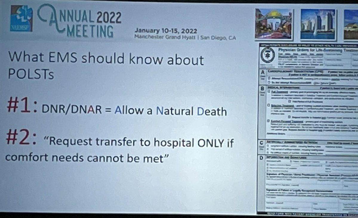 maiadorsett's tweet photo. Talking about a topic near and dear to my heart - the role of POLST in allowing EMS to provide care that honors patient values and wishes.

I love the reframe: DNR is DNAR.

#NAEMSP2022

@NYMOLST @PatBombaMD https://t.co/0gVXk8HD44