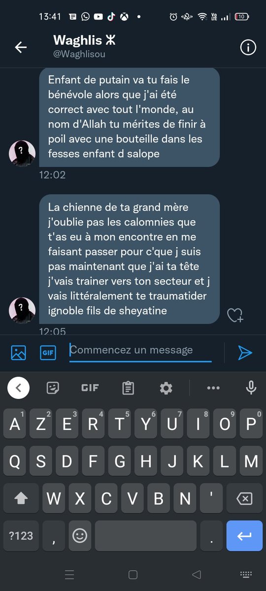 Bah alors @Waghlisou ?Tu menaces moi et les membres de ma famille juste pcq je dis la vérité à savoir que t'es une vieille racaille raciste ?Bah dsl mais agresser un renoi dans la rue sans aucune raison c'est bel et bien du racisme (voir la vidéo ci-dessous)