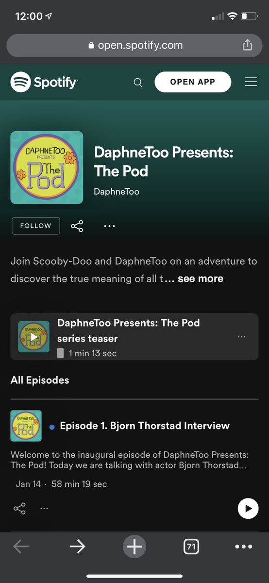 daphne_too's tweet photo. The Pod has landed! 🛬 
The video podcast is available exclusively on Spotify, with the audio version on other platforms, check out the link below 💜
https://t.co/7nHjqM9Lb8
A big shoutout to @bjornthorstad and everyone else who made this episode happen! 🤩 #scoobydoo https://t.co/OdYcV7Bpkd