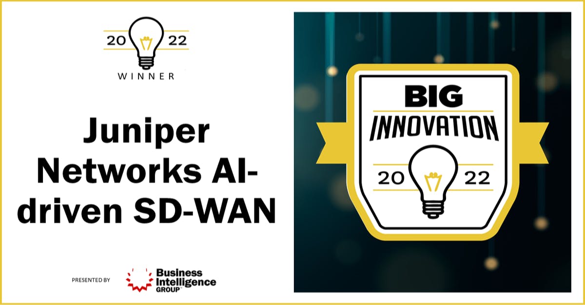 Congratulations to our entire @JuniperNetworks #SDWAN team for winning the Big Innovation 2022 award for our #AI-driven #SDWAN solution via <a href="/BigAwards/">BusinessIntelligence</a>. #BIGAwards bit.ly/3fpEPof