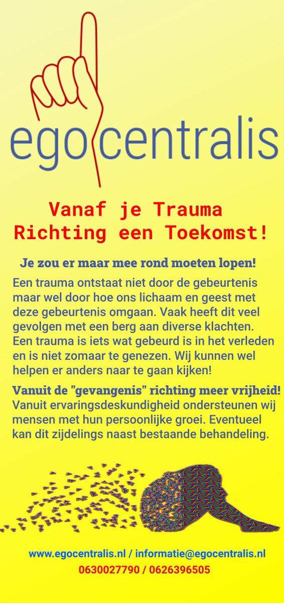 EgoCentralis's tweet photo. Persoonlijke #groei na #trauma. Genezen is het vaak niet, maar we kunnen je wel leren anders met je #verleden om te gaan. Op naar een nieuwere en mooiere jou zonder jezelf te verliezen in #ellende https://t.co/zB0ULv1VQL