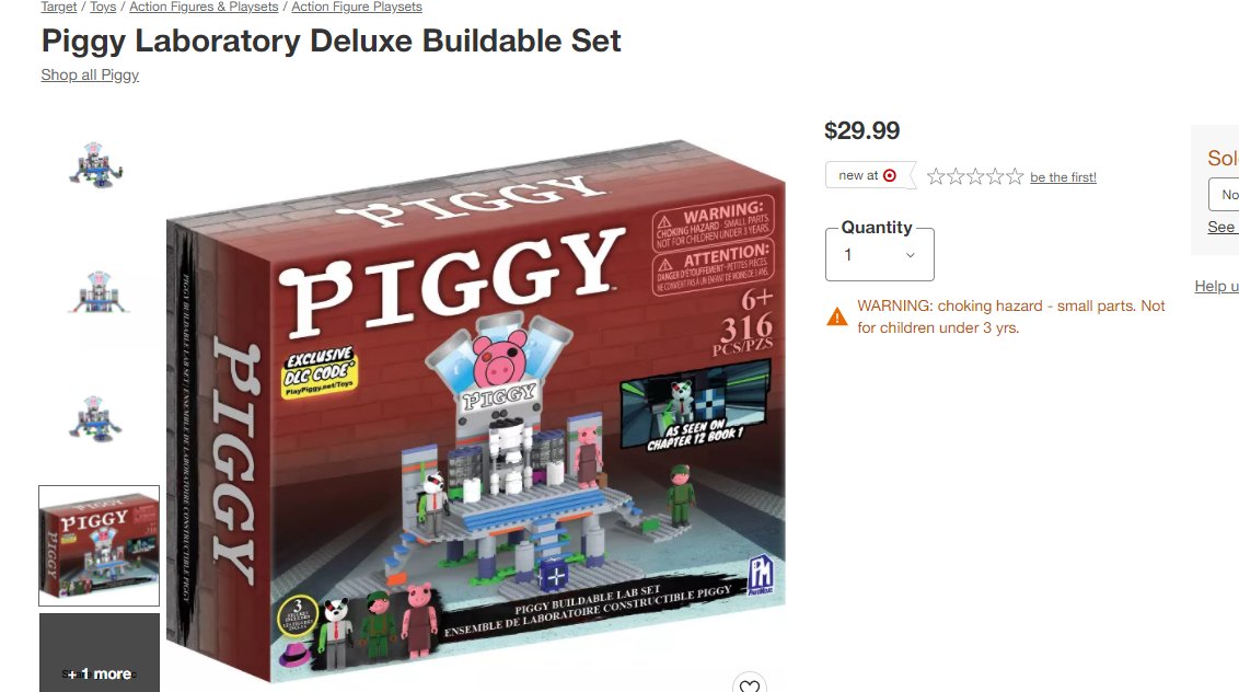 Piggy 316 Piece Laboratory Deluxe Buildable Set with Exclusice DLC Code -  Includes Piggy, Soldier and Badgy Figures 