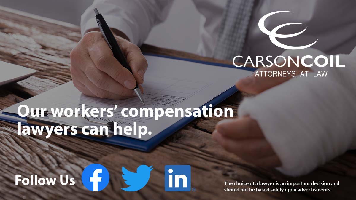 CarsonCoilPC's tweet photo. Workers’ compensation claims can be confusing, but we can help you manage yours. Carson &amp; Coil's attorneys push back on insurance companies to get you the treatment and benefits you deserve. #legalhelp https://t.co/ApI5s244iT https://t.co/bCgJexdoNq