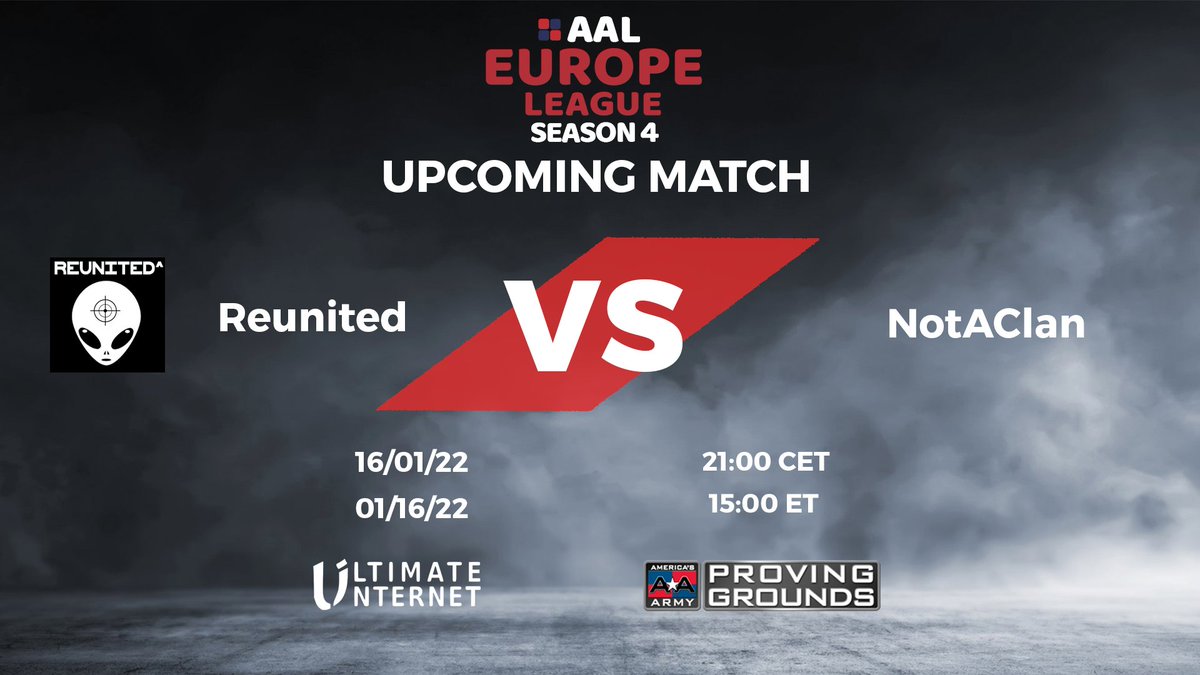 AALeaguegaming's tweet photo. Europe League Season 4 2021-2022 @AmericasArmy 
The stream of this sunday, 6th week of League:

      Reunited  vs   NAC  

   ⏰21:00 CET - 15:00 ET

  📺https://t.co/3Eu3XvLGKp

  🎙️ https://t.co/ZnwunK9l47

#AAL #aapg #eSports https://t.co/JbtlYnpWPn