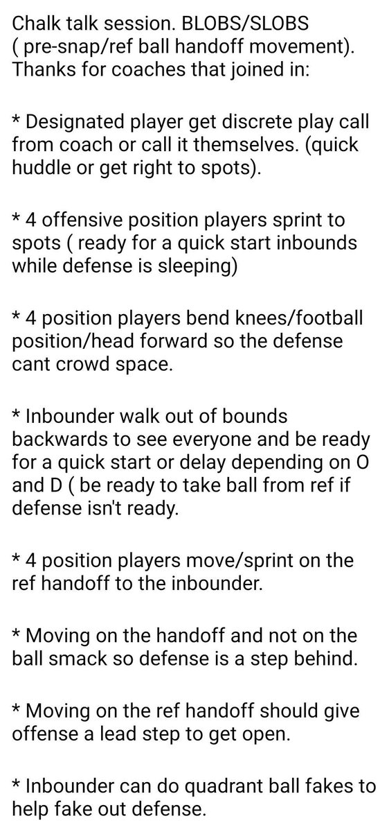 BLOB/SLOB chalk talk session pre-snap/ref handoff movement. Thanks for coaches who joined in.