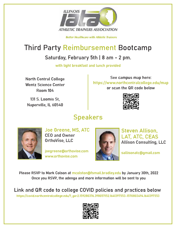 IATA members, join us at our  Third Party Reimbursement Initiative Bootcamp! Feb 5, 8am-2pm, virtual &amp; in person. If you have any questions or would like to register for this event, please contact COPA Chair Mark Colston at mcolston@fsmail.bradley.edu.