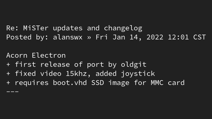 #MiSTerFPGA update: tinyurl.com/ybhjqy9j