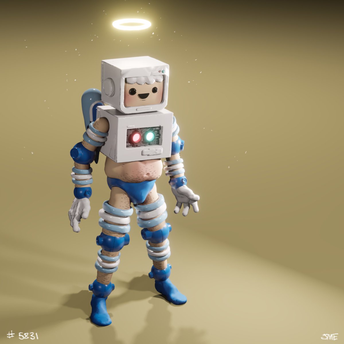 Full body shot of <a href="/robotosNFT/">Robotos</a> #5831. The NFT itself only shows down to the middle of his torso so I had to make some assumptions about the rest of the design. 🤖🤖🤖
<a href="/pablostanley/">Pablo Stanley</a> can we get some action figures made?