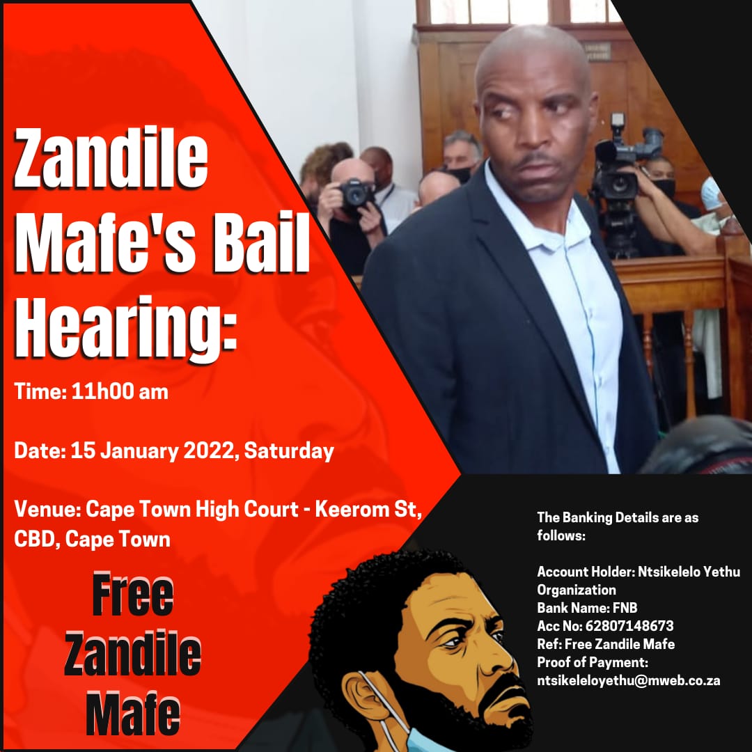 masixolemlandu's tweet photo. Tomorrow the high court of cape town will hear the official bail application for Zandile Mafe. As PAC and BPNC activist we shall there to demostrate our support.  #Youarenotalonezandile https://t.co/twlLVJTIxz