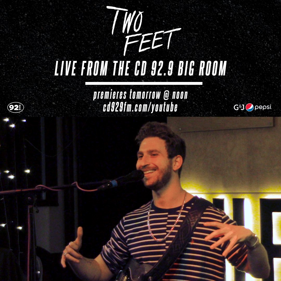 CD929fm's tweet photo. We're excited to release another exclusive Big Room session! A rare acoustic performance from @TwoFeetMusic hits our YouTube channel tomorrow, presented by @GJPepsi in the 614.

Don't miss a thing by subscribing: https://t.co/Ef21Eyv8Wx https://t.co/7BFibZuNwE