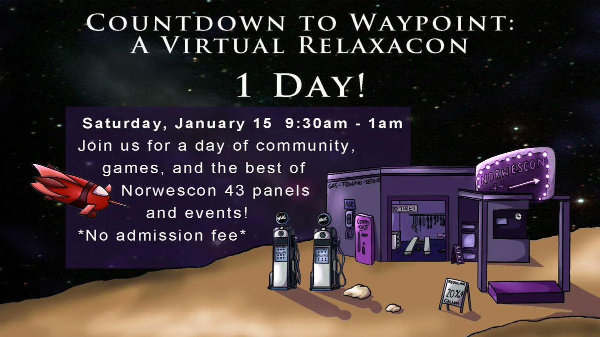 norwescon's tweet photo. Join us TOMORROW for a FREE Norwescon event: Waypoint! We’ll be showing content and providing social space on Airmeet to catch up with your con family and friends. Register now at https://t.co/lS3uNsDtfg #nwcwaypoint https://t.co/1Nln4fhJsS