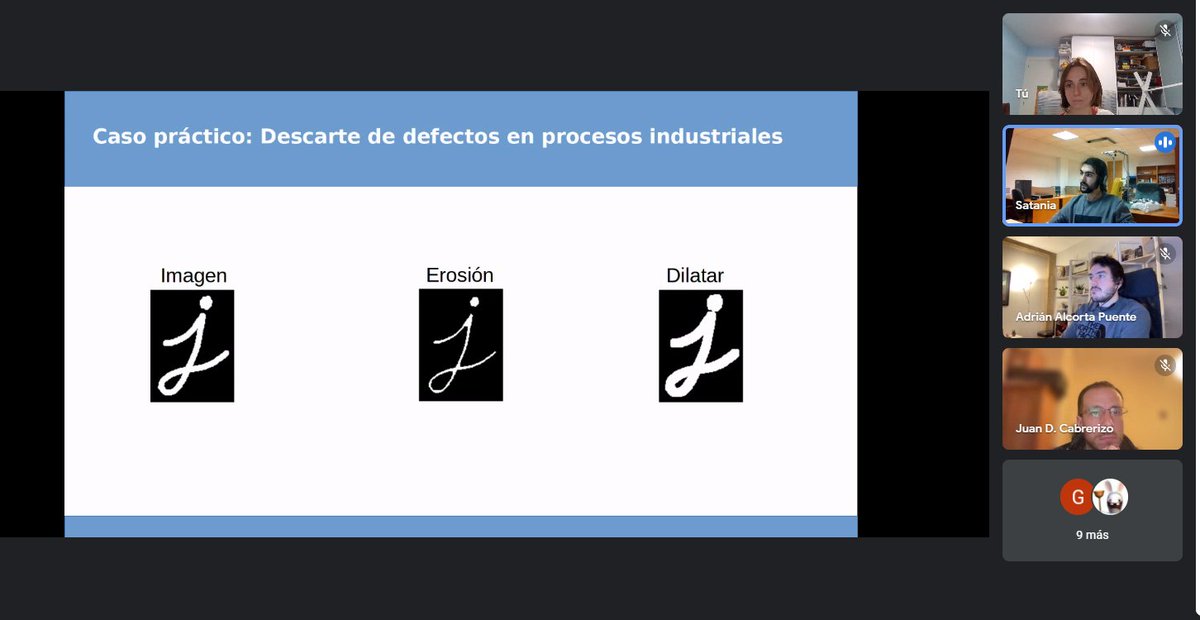 roci_munoz's tweet photo. Primera charla en #Remote  sobre @opencvlibrary en @CodersCantabria con @juantoca_ . Aplicando ejemplos prácticos en procesos industricales para descartar defectos. Curioso !!! https://t.co/r6YBrpOC1Z