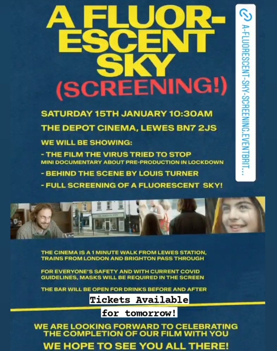 Heads up! Still tix left for 2nd Screening of @fluorescentskyfilm tmrw at The Depot Cinema, Lewes! Check it out. I highly recommend 👌 ☺️ Cast &amp; crew interviews &amp; wonderfully put together bts docu. Don't MISS it! You can find the official AFS page here...
<a href="/afluorescentsky/">A Fluorescent Sky</a>