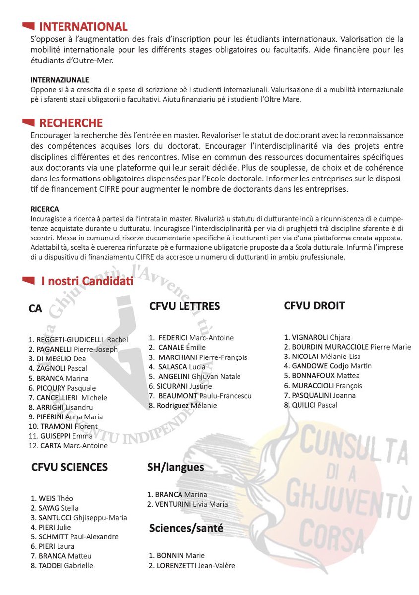 CGC_univcorsica's tweet photo. Eccu u nostru prugramma pè l’elezzione generale di l’@UnivCorse. U 25 di ghjennaghju, vutemu è femu vutà a lista CGC-GI !
@GI_Naziunale https://t.co/VaXDfG3BFj