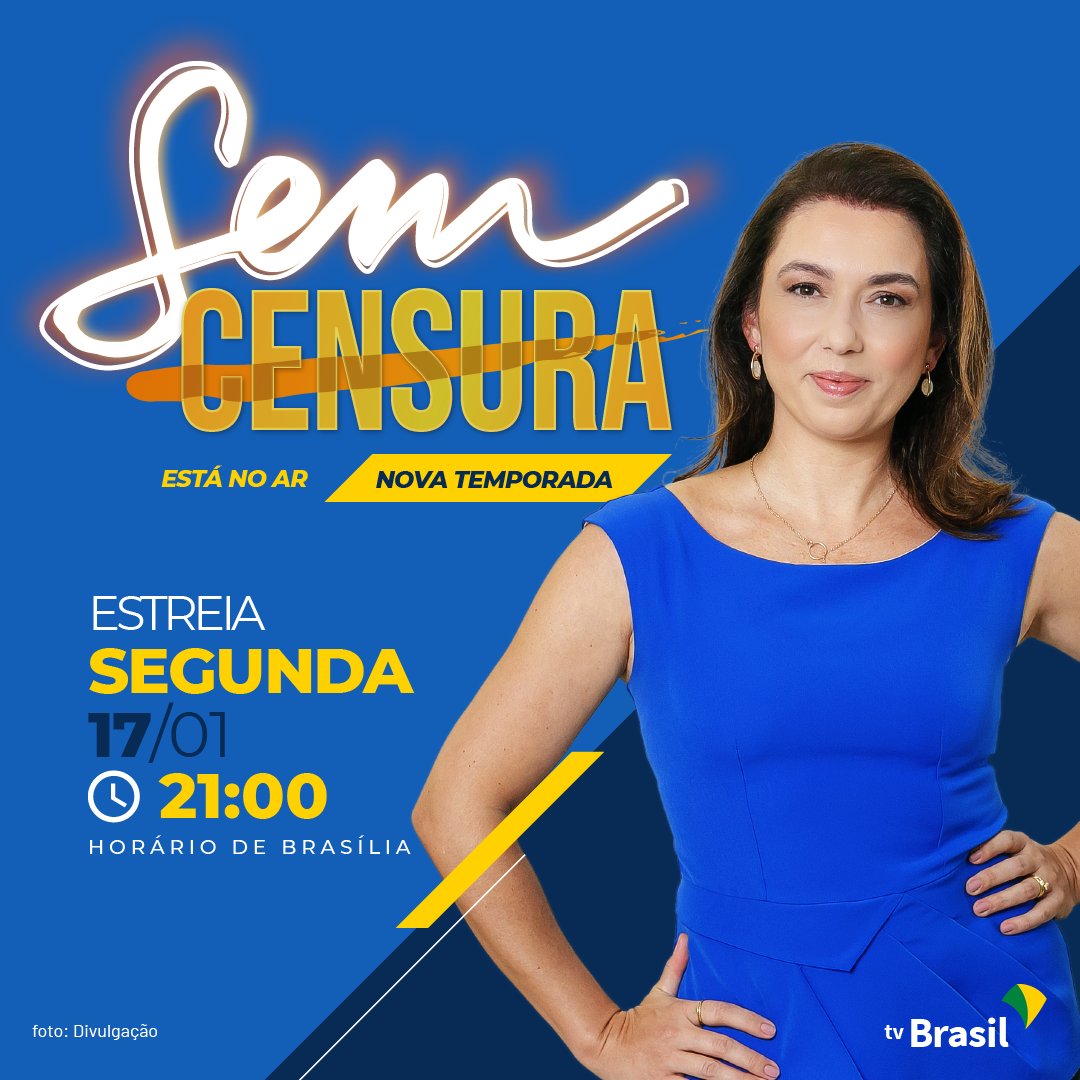 Novo horário!!!! Atenção. 😘Estreamos a nova temporada do SEM CENSURA nesta segunda dia 17! AO VIVO!  Às 21h! Meia hora mais cedo. Espero vcs na <a href="/TVBrasil/">TV Brasil</a> !
#semcensura