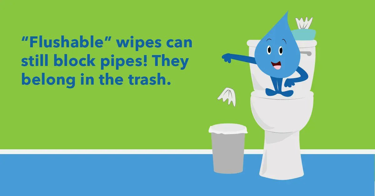 LBUtilities's tweet photo. This #FlushFriday, a friendly reminder about some items you shouldn’t put down the 🚽:
💊 Medication
😬 Floss
❌ Wipes, even when labeled “flushable” https://t.co/oAmhwIVEsp