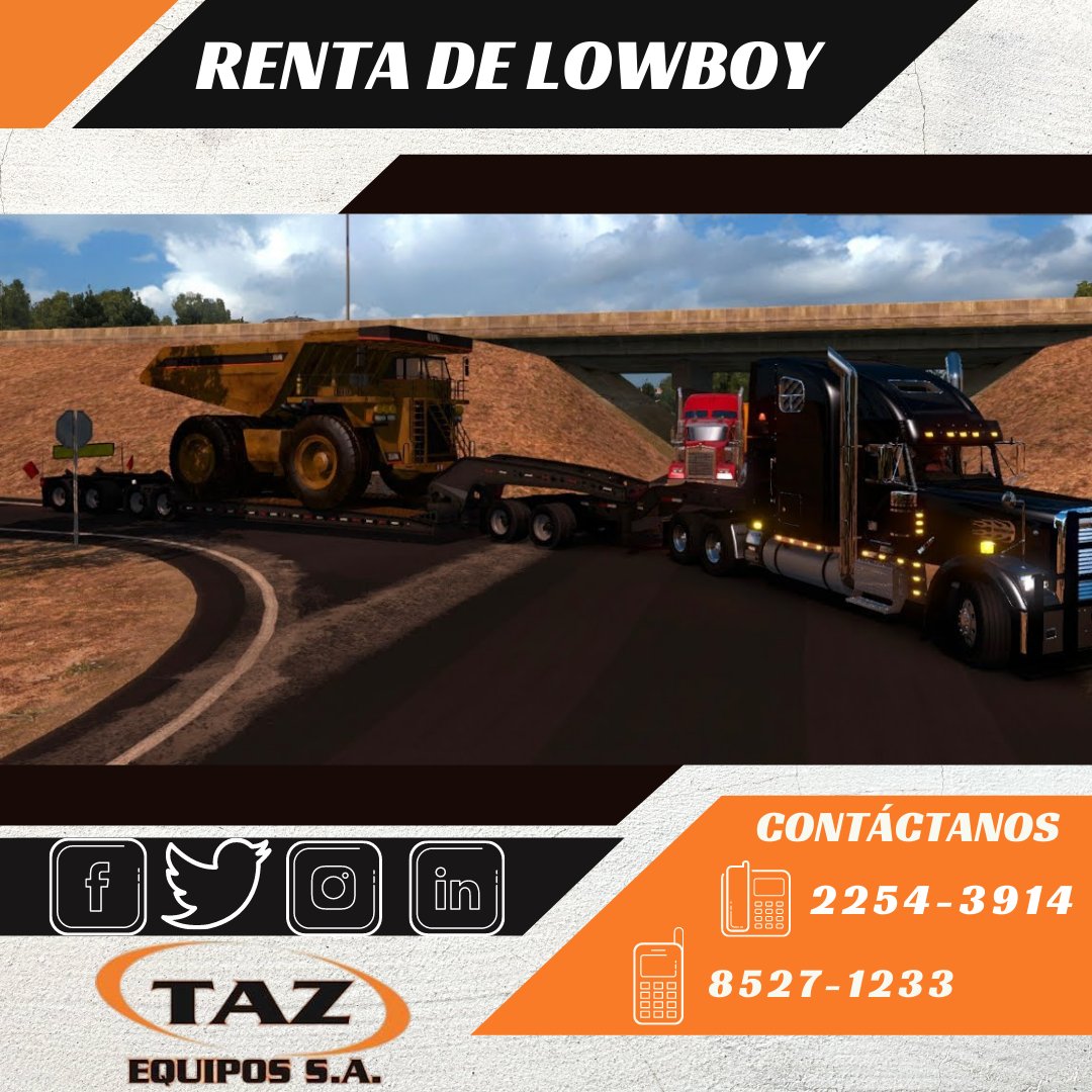 TAZEQUIPOS's tweet photo. Si está moviendo equipos de gran tamaño un lowboy puede ser lo que usted necesita. 

Para más información  ¡contáctenos ahora! al 8527-1233 🚜 y ¡Solicita ahora tu presupuesto! 🚛👇🏻👇🏻

🚍https://t.co/skPR3Os0VS🚍

#TazEquipos #Nimac #TransportesVeloz #TransportesSalazar #LegacyLo https://t.co/mzbVngydeD
