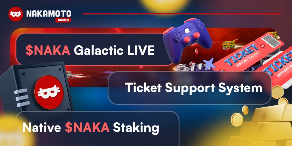 NakamotoGames's tweet photo. Nakamoto Games is happy to announce that $NAKA Galactic went live successfully. Tomorrow we'll launch our Ticket Support System and integrate #native $NAKA Staking into our platform within two weeks. Visit https://t.co/vZby3VXpVs now and get #paid for #playing #games. #play2earn https://t.co/hBxMXIxr4I
