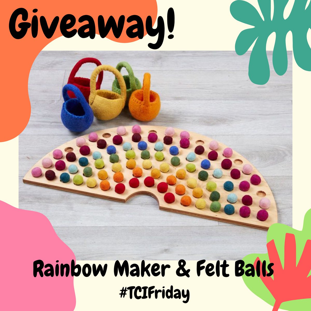 Thank Cosy it’s Friday!

Our Friday giveaway is a little bit special, celebrating us reaching 14K followers. You could be in with a chance of winning a wooden rainbow maker &amp; a set of felt balls.

You need to…
🌈 Follow
🌈 RT
🌈 Tag friends 

Closes at 11:59pm Sunday

#TCIFriday