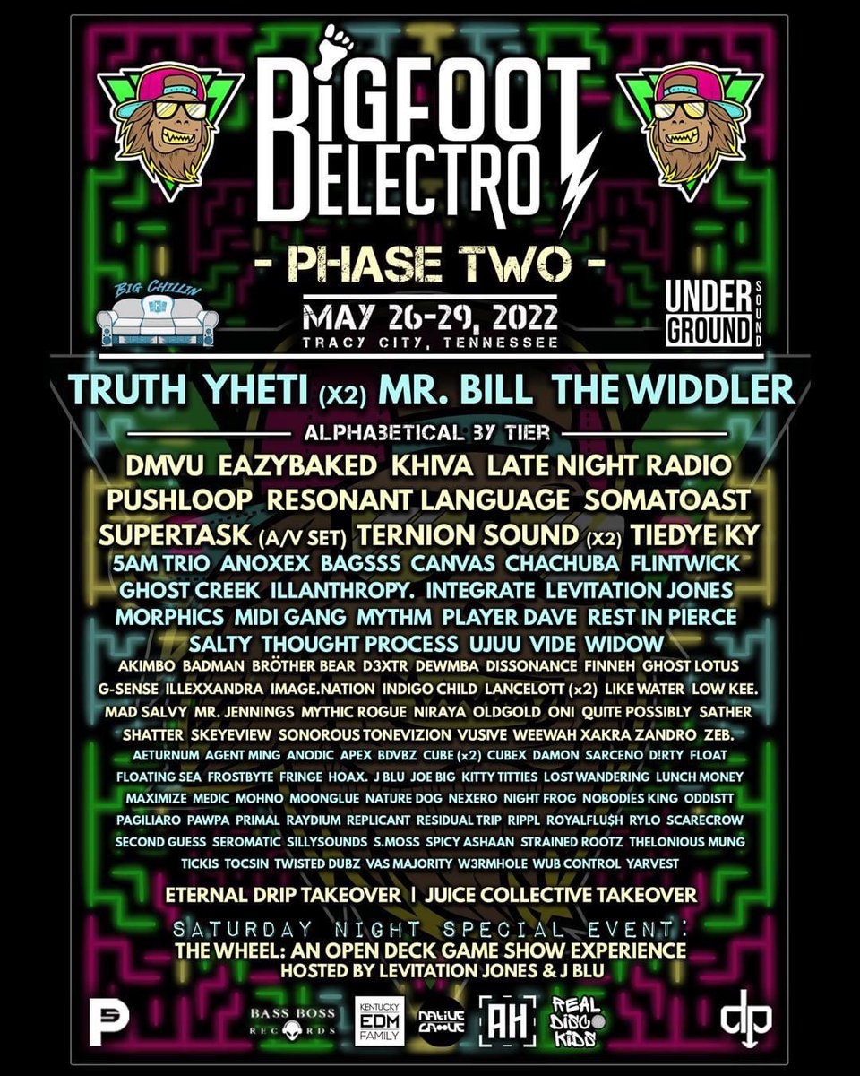 Eternal_Drip's tweet photo. to say our team is proud and honored to be back for our 2nd year at Bigfoot Electro is an understatement. this lineup is oooozing in talent from top to bottom. PEEP THAT ETERNAL DRIP TAKEOVER. sheeeeeesh!!! See you all in May. Let’s get to stomping!! 🤩🤩 https://t.co/sixJqODhiY