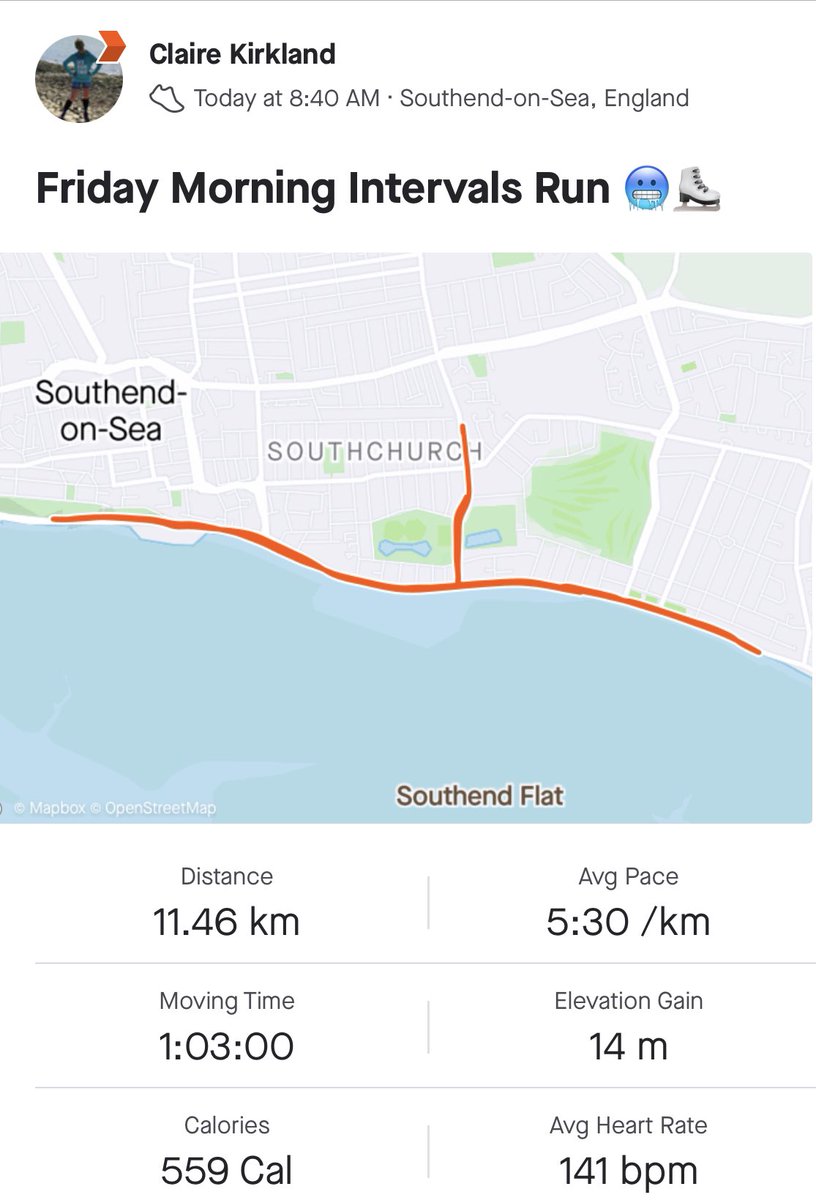 cK_Kirkland's tweet photo. This effort session was so much more enjoyable than the one completed on Wednesday βΊοΈ some paths were like an ice rink but once the sun came out it was so much better βΈ fresher legs made such a difference in how this felt #ukrunchat #running #Southend #intervals #effortsession https://t.co/3Z5FIqXPlc