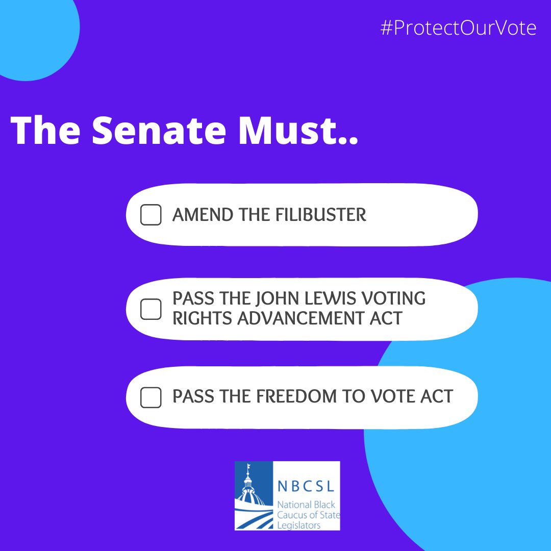 DemondLMeeks's tweet image. We urge the Senate to pass the John Lewis Voting Rights Advancement Act and Freedom to Vote Act to protect citizens from voter suppression. We must act now. #NBCSL #ProtectOurVote