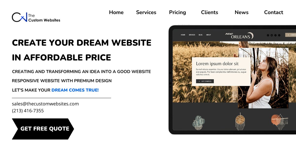thecustomwebs's tweet photo. Do you want to transform your idea into a dream website? if Yes, You're in right place!

We are creating an attractive and eye-catchy websites

Platform:
-WordPress
-Shopify
-Custom Build

Get a FREE quote at 213 416 7355
sales@thecustomwebsites.com
 
#webdevelopment https://t.co/XEOvcGOJnU
