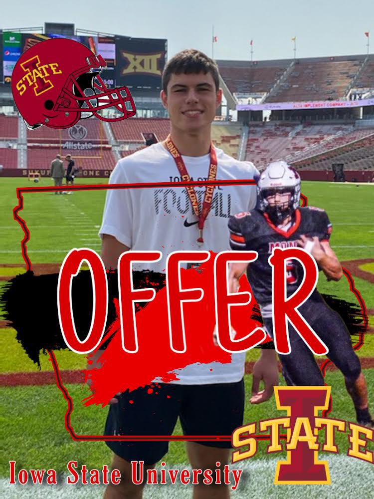 After a great call with @Coach_Broom and @TysonVeidt I am blessed to receive an offer from Iowa State University @DerekHoodjer @coachwilson_MHS @JonRKyte @TheStrengthU @Mpantherfball