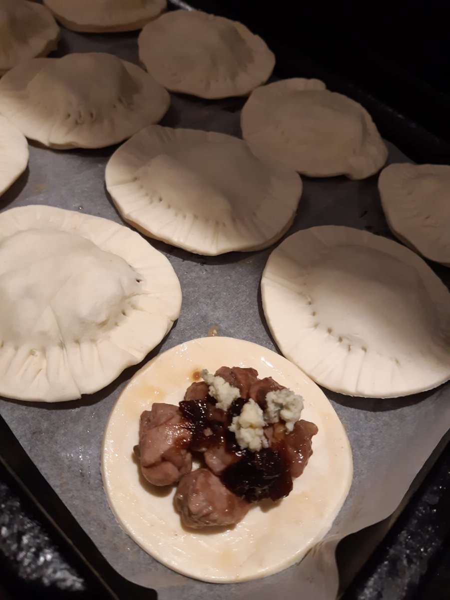 TrooperSnooks's tweet photo. My wife has been busy making these smoked pheasant, Suffolk Blue and onion marmalade delights for the #FleaBarn shoot day tomorrow. As Suffolk as St Edmund. #EatSuffolk https://t.co/XUaCDr7RjP