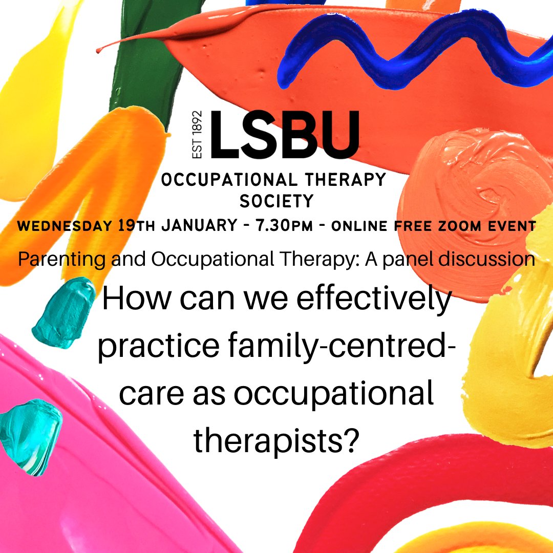 LSBUOTSOCIETY's tweet photo. Not much longer now until our #parenting and #occupationaltherapy event! Are there any questions you'd like our panel to discuss? Let us know down below ⬇️⬇️ https://t.co/uavRfSOPe2