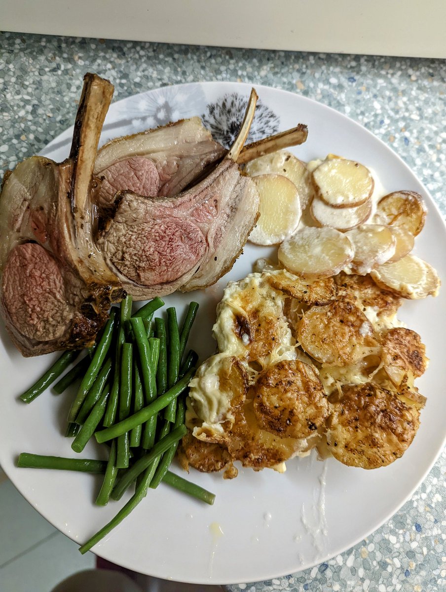 Lamb rack, homemade (cheats) potato dauphinoise, green beans #food #foodporn #homecooked #IMadeThis #homemade #fresh #foodforce  #lamb #potatoes #dauphinoise