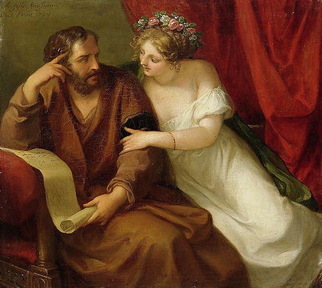 CommozioniA's tweet photo. #Frine era già comparsa - vestita - sulla tela della pittrice #AngelicaKauffmann, ammaliante - in linea con i testi antichi - intenta a sedurre il filosofo Senocrate (1794), che resistette al piacere "immobile come una statua" (Diogene) 👇 https://t.co/CBurWt0rnT