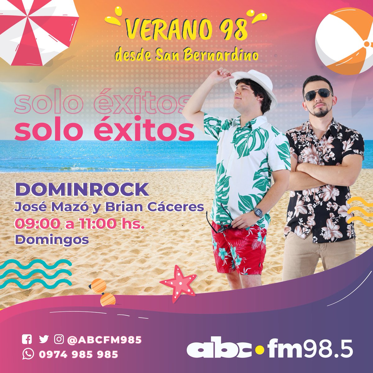 Romance985's tweet photo. 🤔¿Qué no le podía faltar a tu domingo?
🤪Obviamente #DominROCK desde San Bernardino.
🤘🏻Brian Cáceres y José González Mazó te acompañan hasta las 11:00 con el #Verano98.
📻https://t.co/Esj6xNZ4vp https://t.co/MjvZVFKvEN