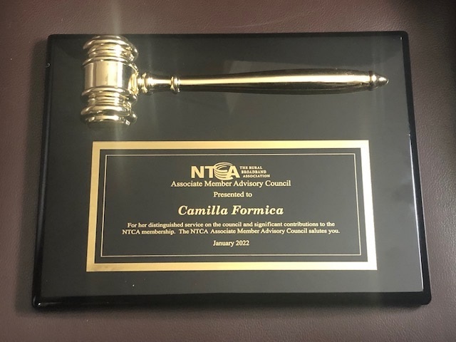 Congratulations on a job well done, Camilla Formica, as 2021 Chairwoman of <a href="/NTCAconnect/">NTCA-The Rural Broadband Association</a> Associate Member Advisory Council! We are so proud of you and your hard work!