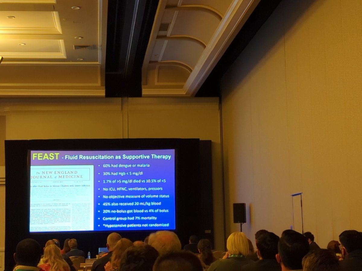 <a href="/HandtevyMD/">Peter Antevy</a> hypotension in kids is harmful... One study in nejm for peds with dengue/malaria with Hgb&lt; 5 influenced PALs recommendation of minimize fluids #naemsp2022