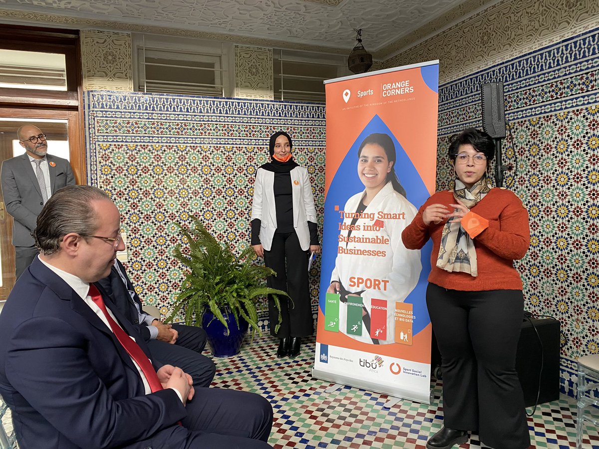 J_Roodenburg's tweet photo. Lancement du Sports Orange Corners, dédié  à l'accompagnement des jeunes marocains et migrants porteurs de projets à vocation sportive, couronné par une victoire méritée du Maroc https://t.co/UfmNFjm6A2
