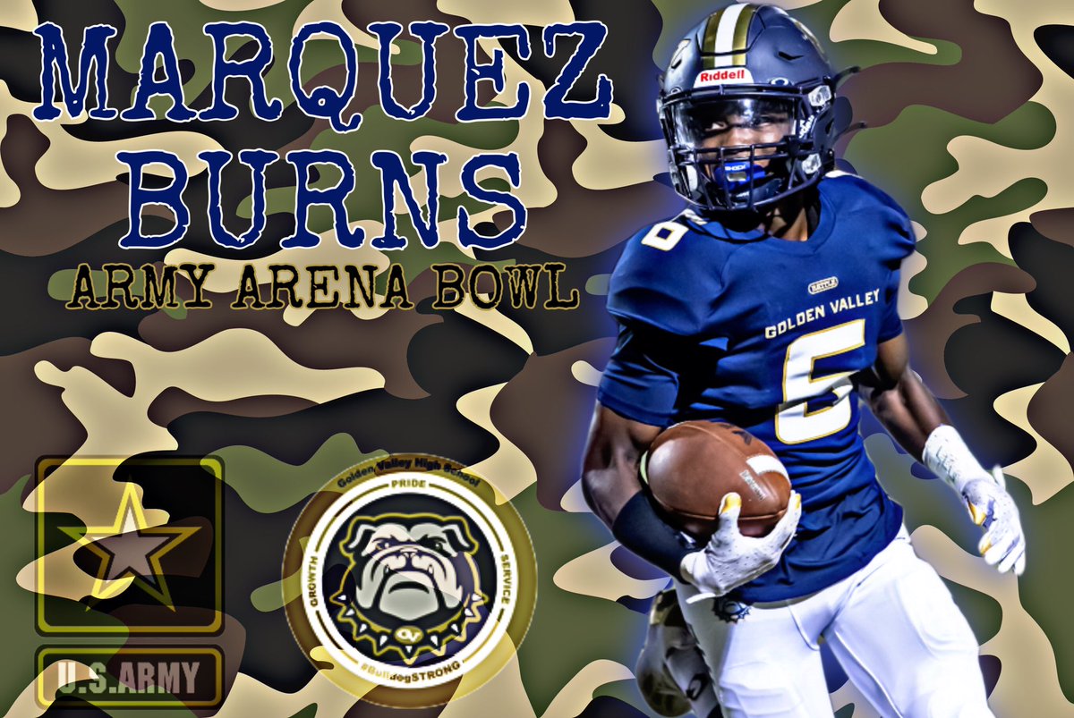 FOOTBALL: Congrats to MARQUEZ BURNS who was selected to represent Golden Valley High School at the Army Arena Bowl this spring! Marquez is #BulldogSTRONG! <a href="/KernHighNetwork/">Kern High Network</a> @vsportsmedia_ <a href="/AllStar_Bowl/">USArmy All-Star Bowl</a> <a href="/USArmy/">U.S. Army</a> <a href="/BVarsityLive/">BVarsityLive</a>