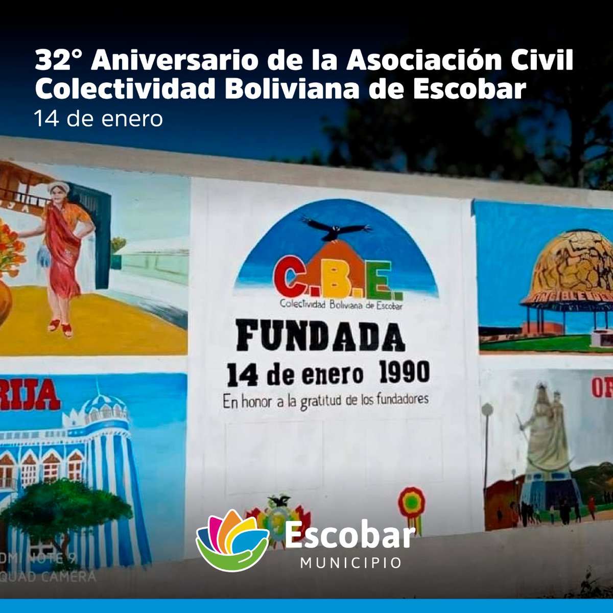 escobargobierno's tweet photo. Saludamos a todos y todas los y las integrantes de la Asociación Civil en este nuevo aniversario, aprovechamos la oportunidad para hacer extensivo nuestro abrazo coordial a todos los vecinos y vecinas pertenecientes a la colectividad boliviana en Escobar.

#EntidadesEscobar https://t.co/J91NKfBF9H