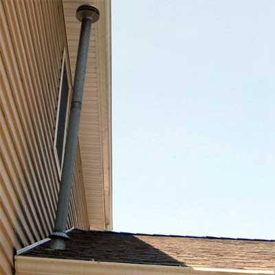 DuraventGroup's tweet photo. Bad Build Friday! Chimneys vent gas. Gas that can be harmful to people and structures. That is why we tend to put them on the roof. Impressively, this chimney has managed to endanger both! #BadBuild #Dontopenthewindow #DuraVent #hartandcooley https://t.co/40eNFIERk2