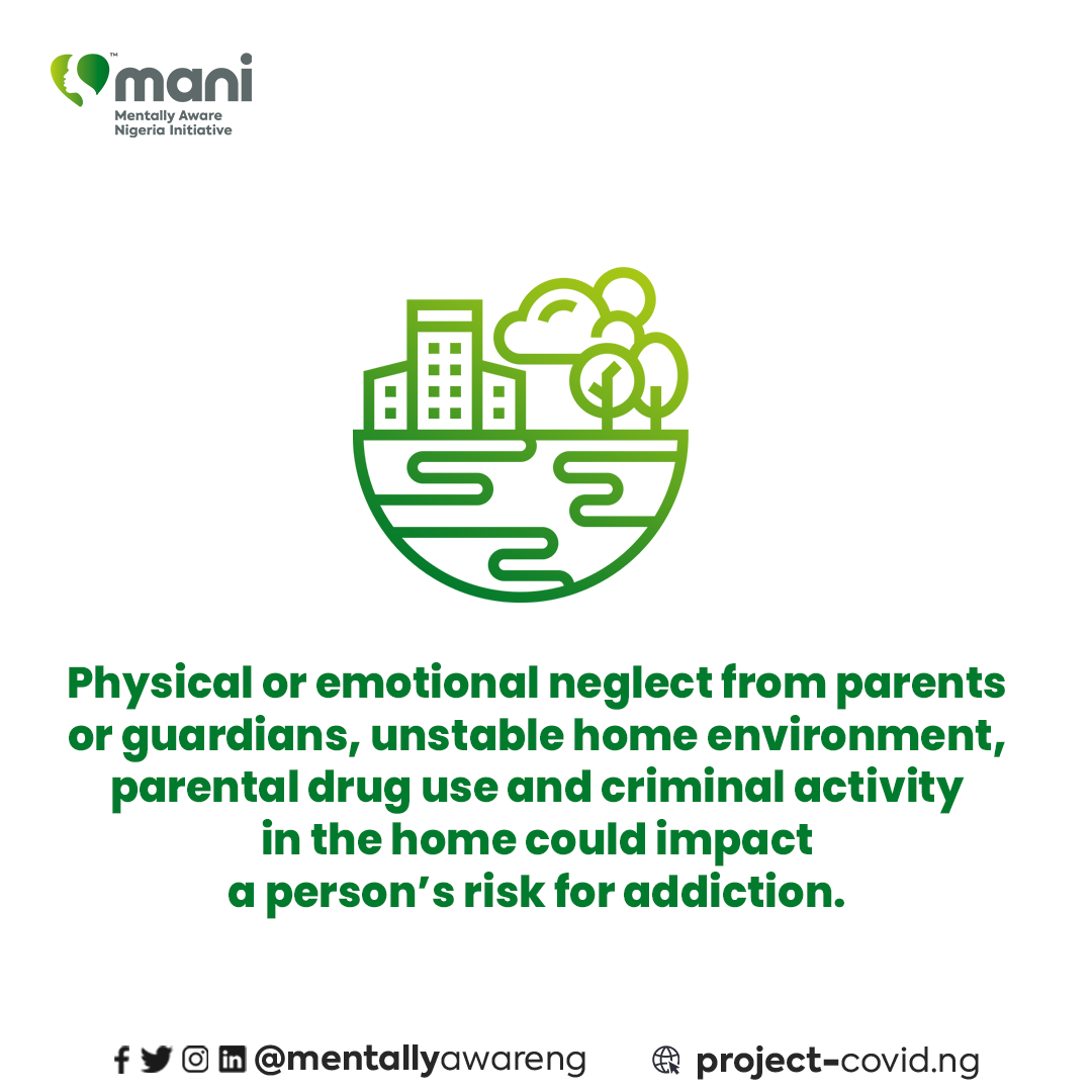 MentallyAwareNG's tweet photo. A person’s surroundings can contribute to their risk for addiction. Many factors can increase one’s risk of becoming an addict.
#AddictionVsMentalHealth #AddictionIsAMentalIllness #SurvivingAddiction #RealityOfAddiction https://t.co/qcCMv4PZA9