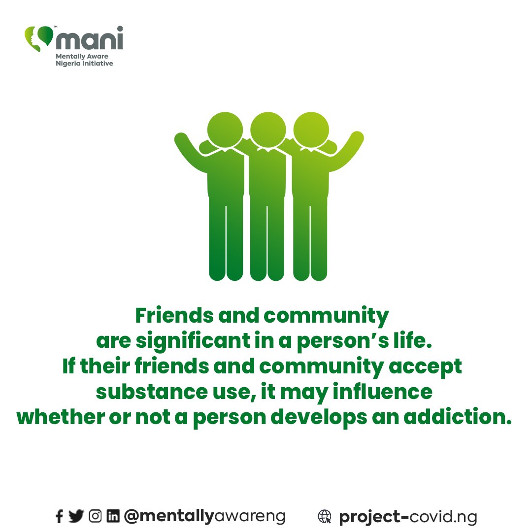 MentallyAwareNG's tweet photo. A person’s surroundings can contribute to their risk for addiction. Many factors can increase one’s risk of becoming an addict.
#AddictionVsMentalHealth #AddictionIsAMentalIllness #SurvivingAddiction #RealityOfAddiction https://t.co/qcCMv4PZA9