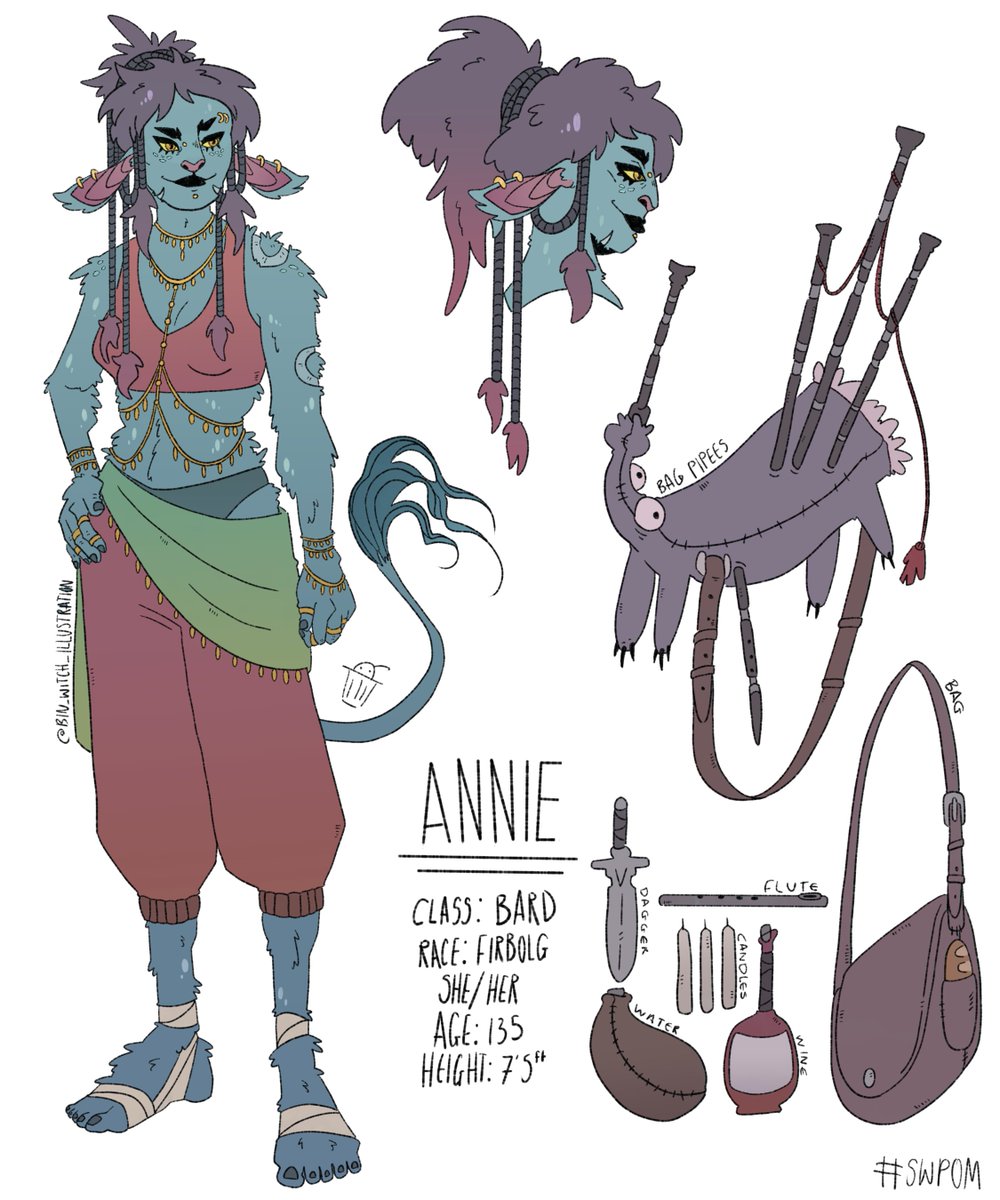 SWizardco's tweet image. January's Prompt for #SWPOM is: Bard

Amy kicks us of with Annie, the Firbolg Bard!